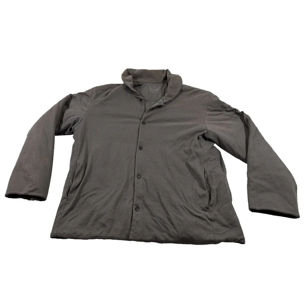 Muji Mens Brown Snap Button Quilted Reversible Puffer Jacket Grunge Light Sz XL